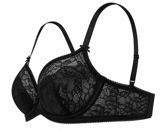 Black Floral Lace Full Coverage Bra – Medium