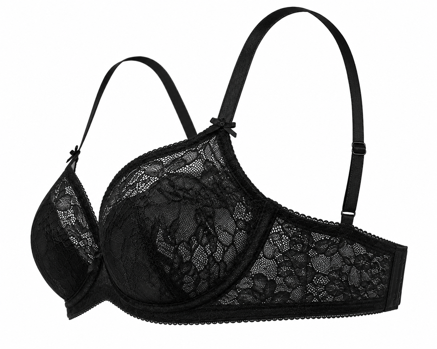 Black Floral Lace Full Coverage Bra – Medium