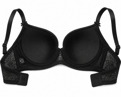 Black Floral Lace Full Coverage Bra – Medium