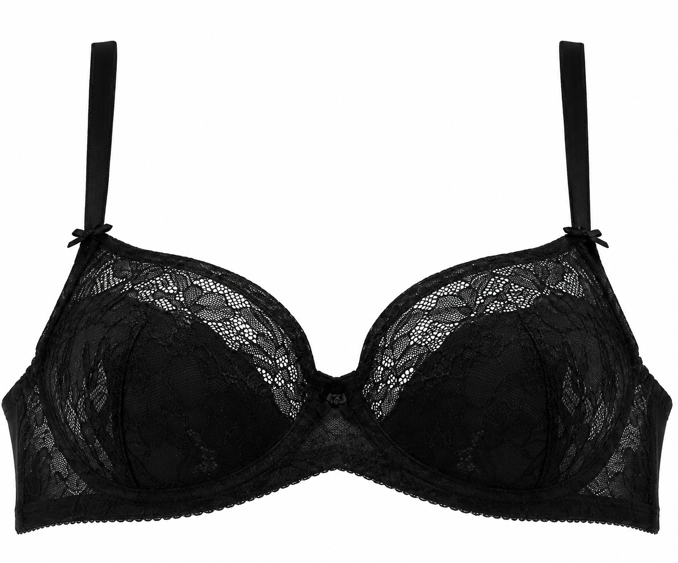 Black Floral Lace Full Coverage Bra – Medium