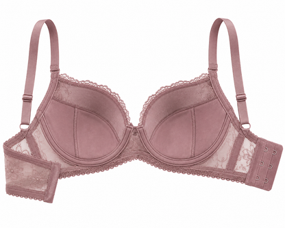 Dusty Rose Embroidered Lace Bra – Medium