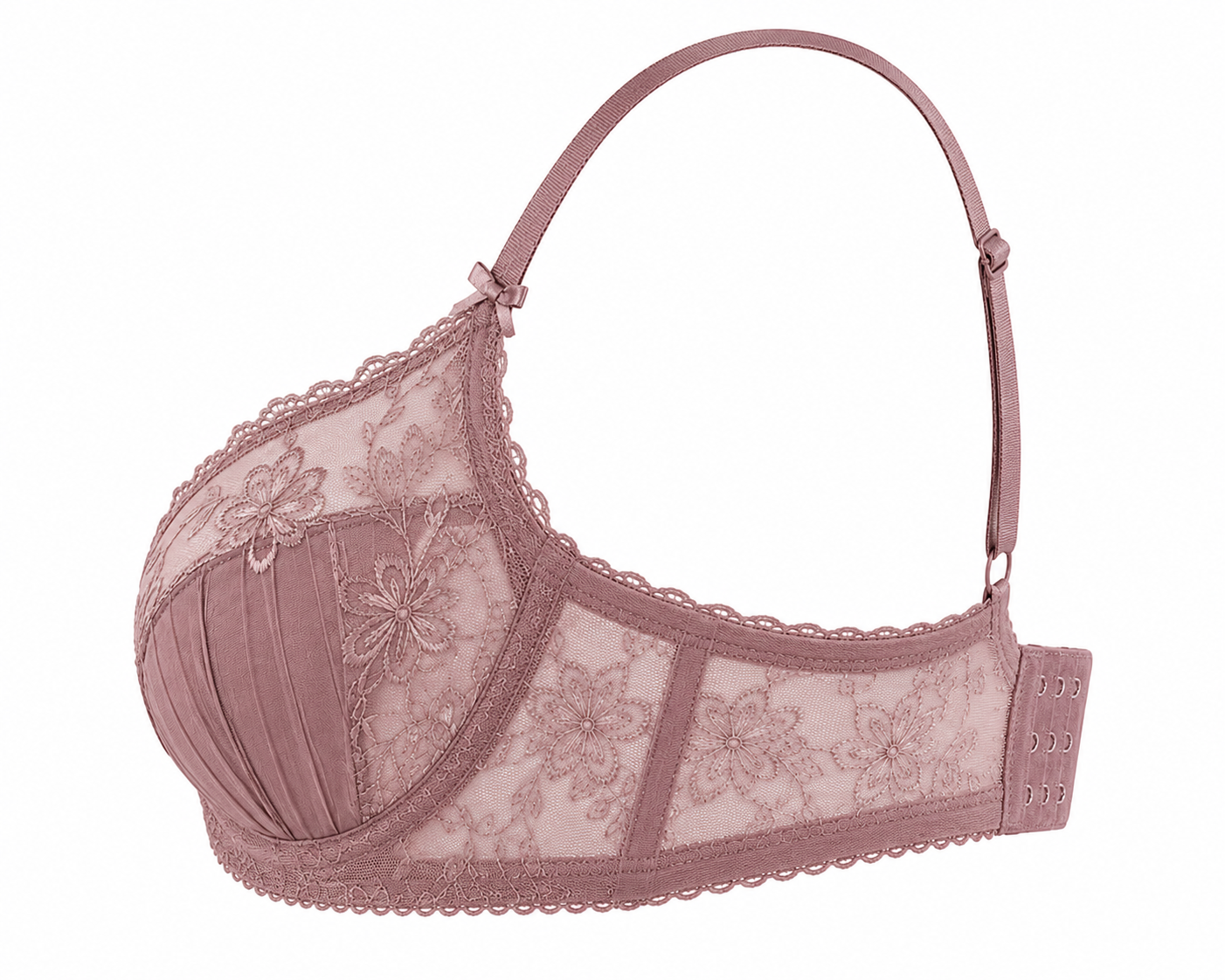Dusty Rose Embroidered Lace Bra – Medium