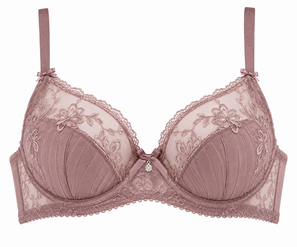 Dusty Rose Embroidered Lace Bra – Medium