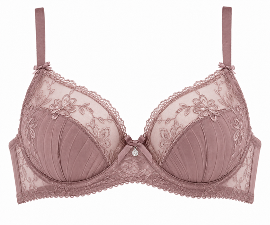 Dusty Rose Embroidered Lace Bra – Medium