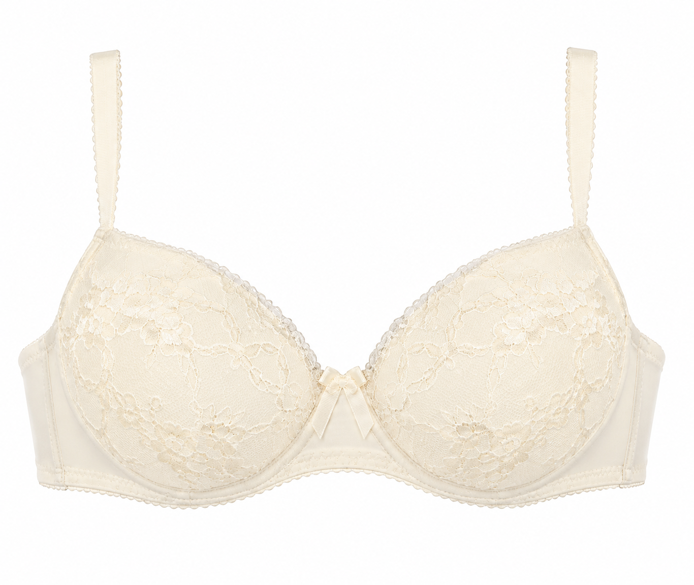 Ivory Floral Lace Underwire Bra – Medium