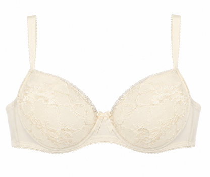 Ivory Floral Lace Underwire Bra – Medium